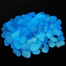 100 Man-made Blue Glow in the Dark Pebbles Stone for Garden Walkway--Making Your Garden or Yard Looks Different from Your Neighbors` at night   